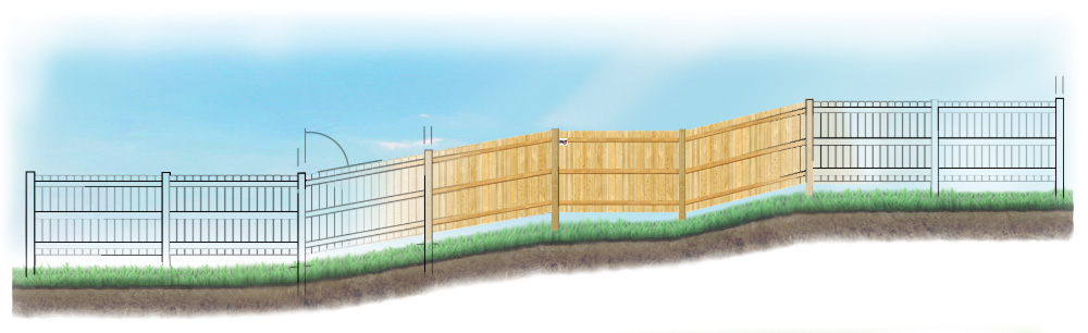 Custom fence design for uneven ground in Sarasota Florida
