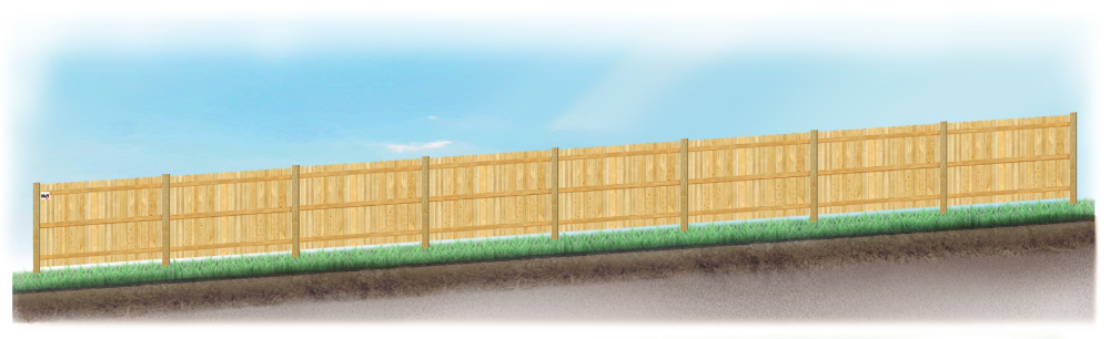 Racked fence on sloped ground in Sarasota Florida