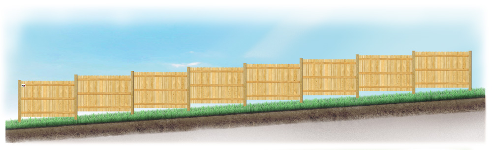 A stepped fence on sloped ground in Sarasota Florida