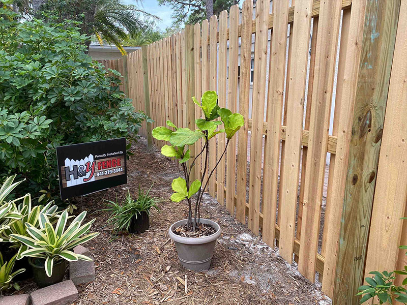 Wood fence installation in Sarasota, Florida